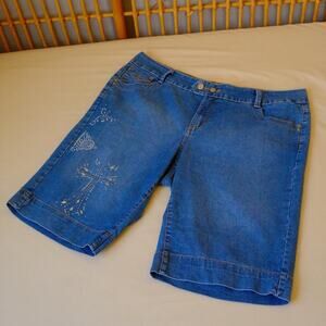 Vintage Y2K Rhinestone Denim Bermuda Shorts
